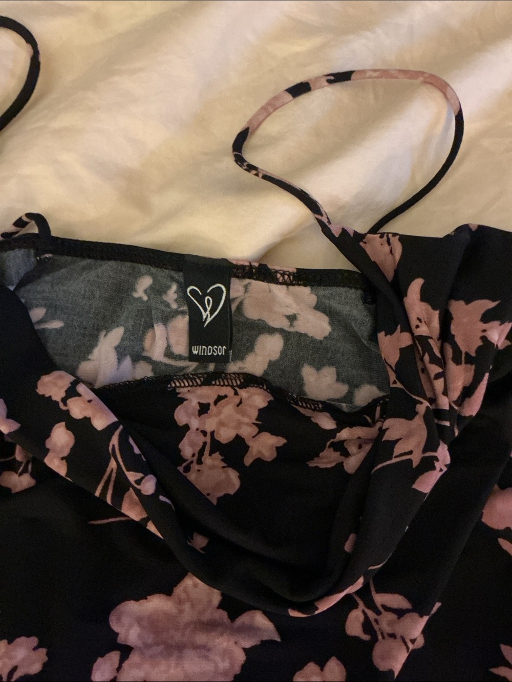 Windsor Black Slip Midi Dress with Pink Floral Print - Picture 4 of 5
